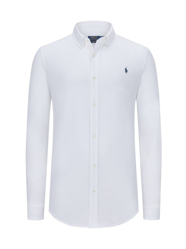 Levně Polo Ralph Lauren, Košile z piké materiálu, s propínacím límečkem (button-down) Bílá