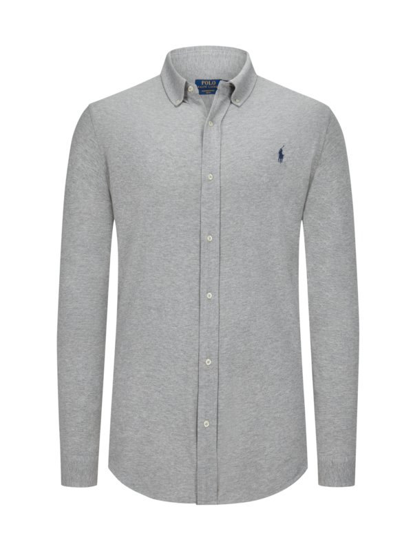 Polo Ralph Lauren, Košile z piké materiálu, s propínacím límečkem (button-down) Světle šedá XXL