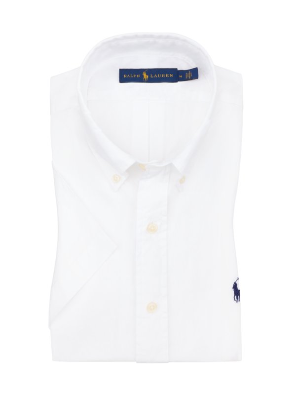 Levně Polo Ralph Lauren, Košile s krátkým rukávem, z lehké bavlny a s propínacím límečkem button-down Bílá