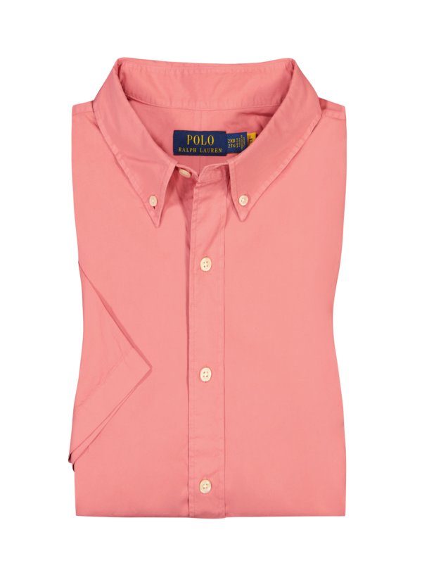 Levně Polo Ralph Lauren, Košile s krátkým rukávem, z lehké bavlny a s propínacím límečkem button-down Růžově Červená