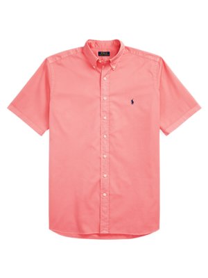 Short-sleeved shirt in light cotton with button-down collar 