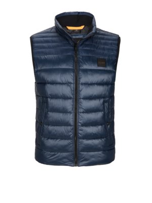 Quilted gilet with rubberised logo emblem 