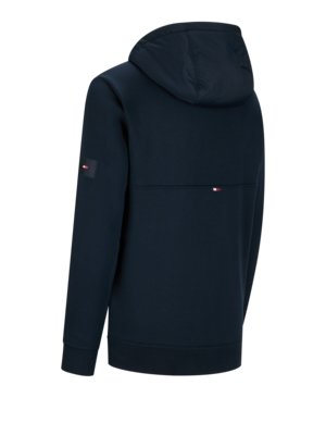 Sweater-jacket-in-mixed-material-with-hood
