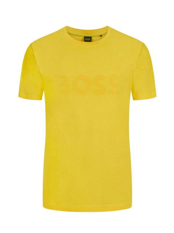 Levně Boss Green, Tričko s pogumovaným logem Žlutý
