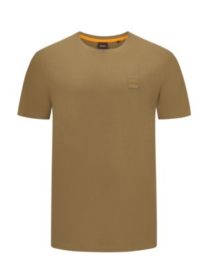 Cotton T-shirt with rubberised logo emblem