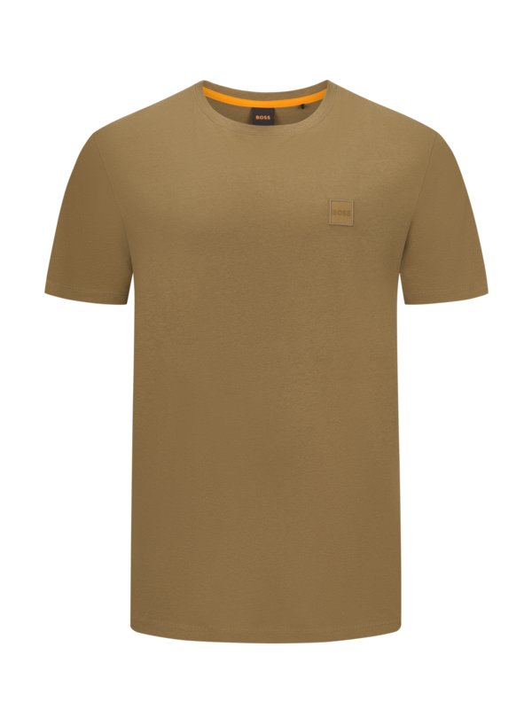 Levně Boss Orange, Tričko z bavlny s pogumovaným emblémem loga Béžová