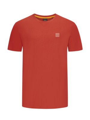 T-Shirt-aus-Baumwolle-mit-gummiertem-Logo-Emblem