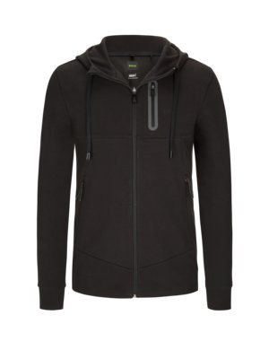 Sweat jacket with hood and breast pockets with zip