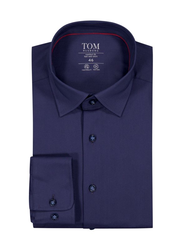 Levně Tom Rusborg, Performance košile s podílem strečových vláken, comfort fit NámořnickáModrá