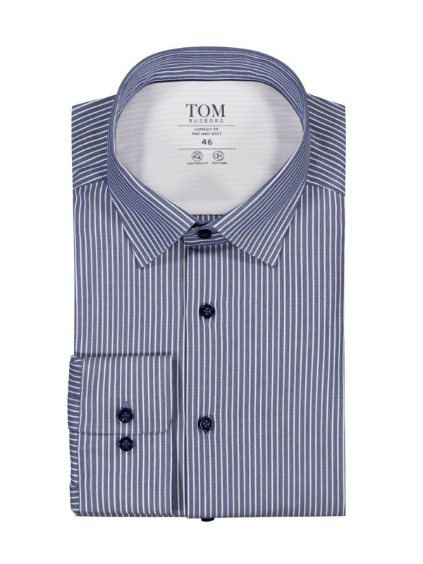 Levně Tom Rusborg, Performance košile s proužky, modern fit, extra dlouhá Modrá