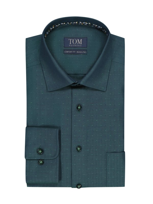 Levně Tom Rusborg, Košile s puntíkovaným vzorem, comfort fit Zelená
