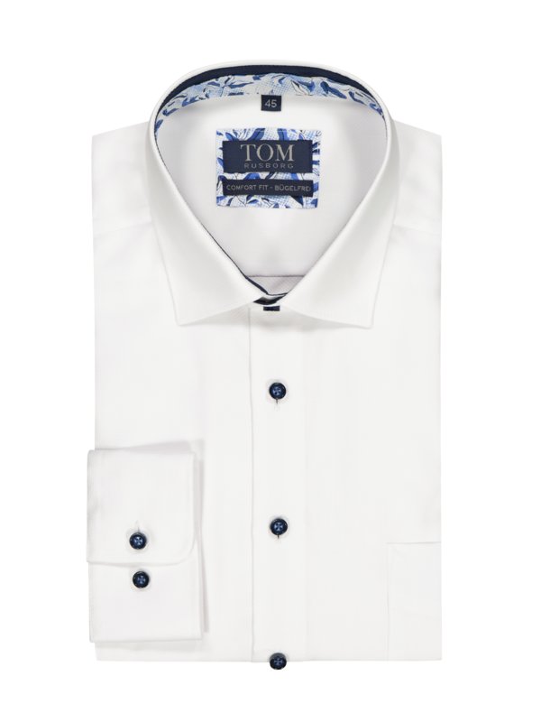 Levně Tom Rusborg, Košile s jemnou strukturou a náprsní kapsou, comfort fit Bílá