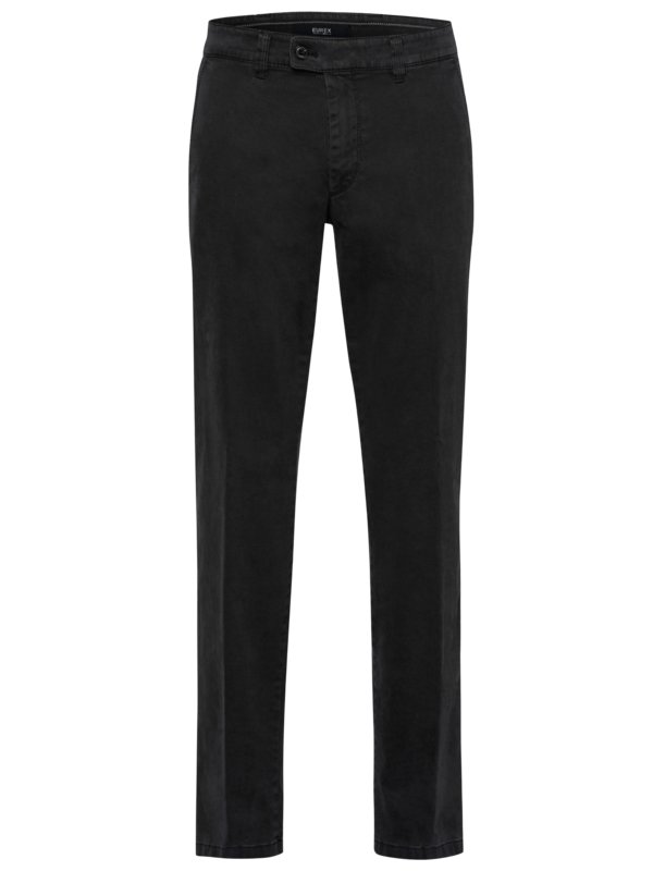 Levně Eurex, Bavlněné kalhoty s hladkou přední částí, podíl streče Černá
