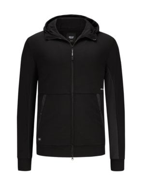 Sweat jacket with hood and contrasting inserts
