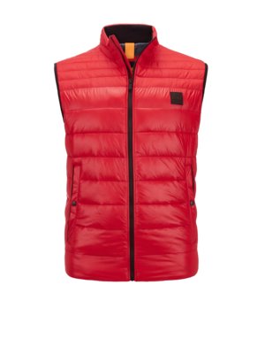 Shiny quilted gilet with logo on the chest