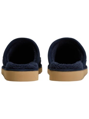 Lined house slippers with suede details