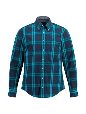 Shirt with button-down collar and check pattern 