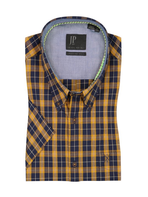 Levně Jp1880, Bavlněná košile s károvaným vzorem Modrá