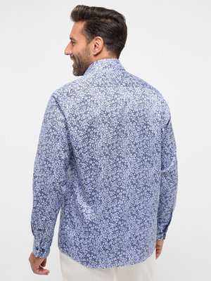 Shirt with all-over print in two-ply cotton, Comfort Fit 