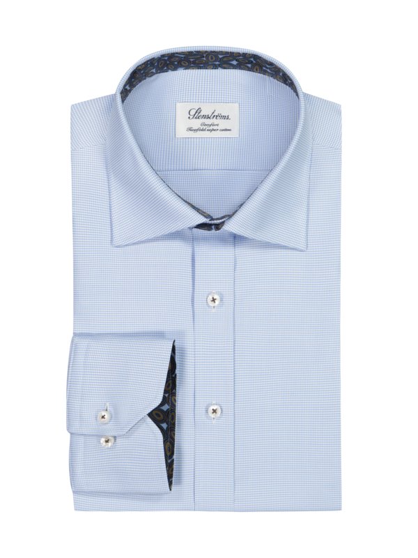 Stenströms, Košile s pepitovým vzorem z dvojmo skané (two fold) super bavlny, Comfort Modrá 47