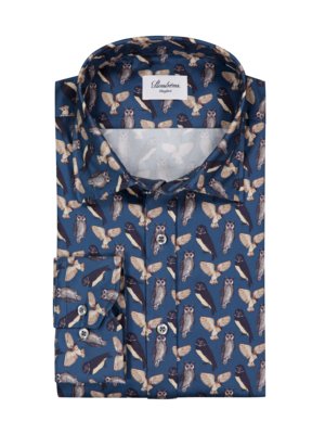 Washed shirt with owl motif in Two-Fold Cotton fabric