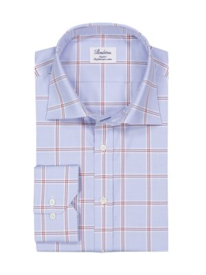 Shirt with windowpane check pattern in Two-Fold Cotton fabric