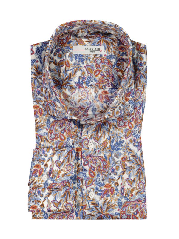 Artigiano, Bavlněná košile s celoplošným květinovým vzorem Vícebarevné 4XL