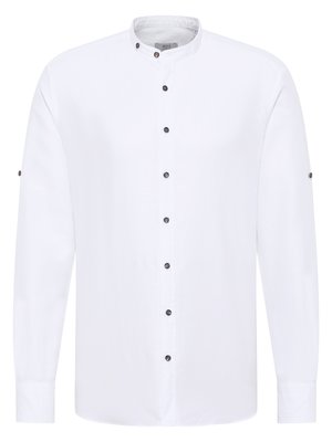 Modern Fit, shirt with standing collar in a cotton and linen blend 