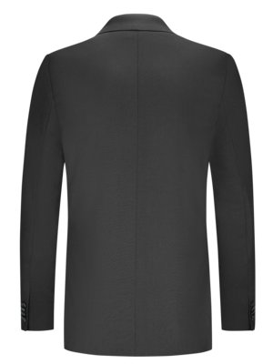 Rear view of a dark gray men's blazer, long sleeves, buttoned. The blazer appears to be made of a textured fabric. The image shows the back of the garment only.