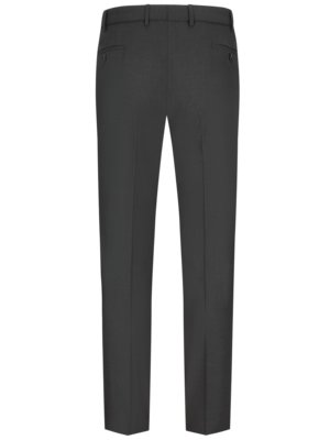 Dark gray dress pants shown from the back; straight-leg style with a button closure and a back pocket visible.