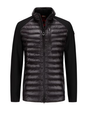Qquilted jacket in mixed fabric with knit sleeves