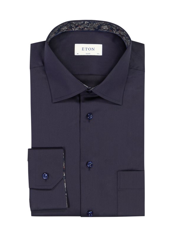 Levně Eton, Bavlněná košile s podložením, classic fit NámořnickáModrá