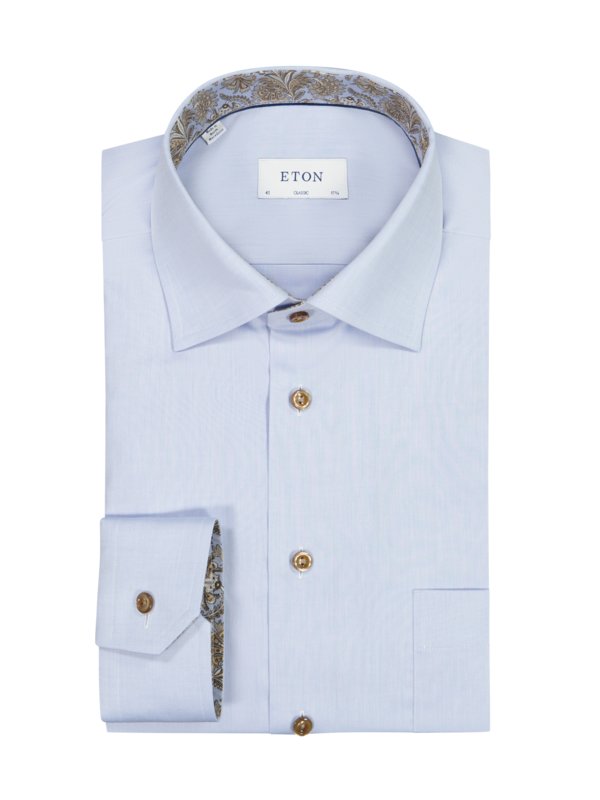 Levně Eton, Bavlněná košile s podložením, classic fit SvětleModrá