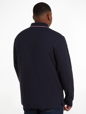 Long-sleeved polo shirt with stretch and small label print
