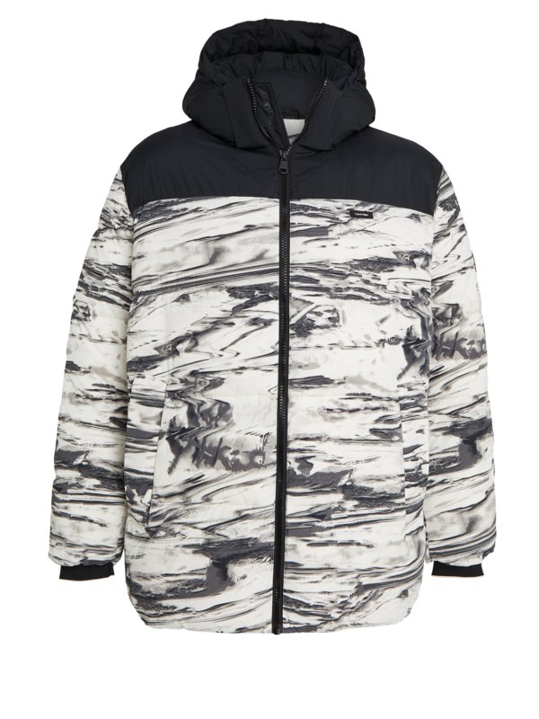 Levně Calvin Klein, Prošívaná bunda s odepínací kapucí, bez prachového peří Bílá