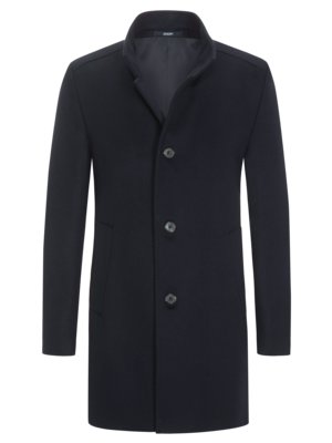 Padded wool coat with standing collar and cashmere content