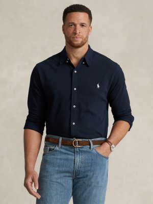 Long-sleeved polo shirt made of cotton