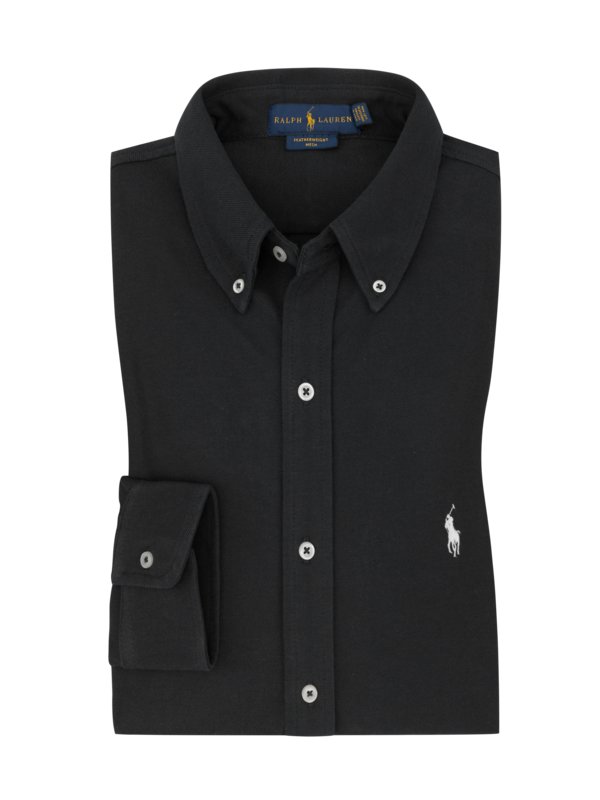 Levně Polo Ralph Lauren, Polo tričko s dlouhým rukávem, z bavlny Černá