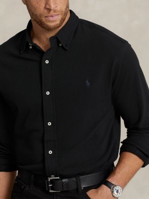 Long-sleeved polo shirt made of cotton