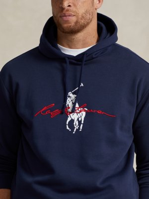 Hoodie with large embroidered polo rider