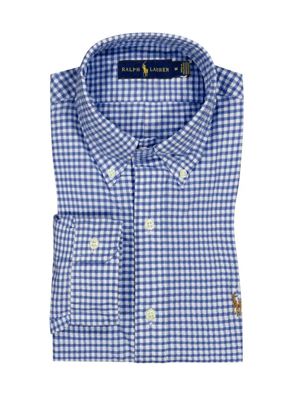 Levně Polo Ralph Lauren, Košile z materiálu Oxford, s károvaným vzorem Modrá