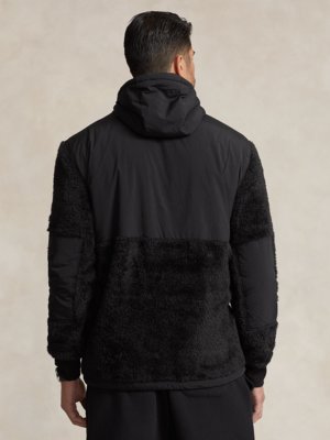Half-zip jacket in teddy fabric with hood