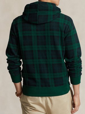Hoodie with glen check pattern and logo patch