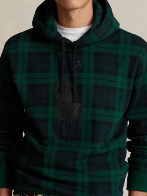 Hoodie-with-glen-check-pattern-and-logo-patch