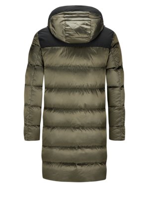 Down parka in a colour block design with removable hood