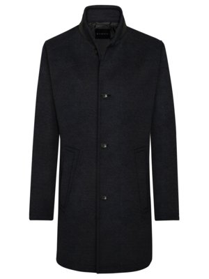 Wool coat with standing collar