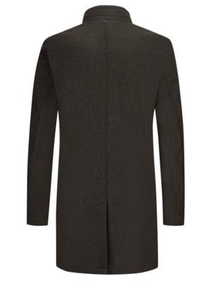 Wool coat with herringbone pattern and vest insert 