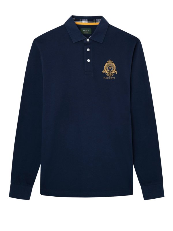 Hackett, Polo tričko s dlouhým rukávem, výšivkou a záplatami na loktech Námořnická Modrá 3XL