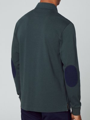 Langarm-Poloshirt-mit-Stickerei-und-Ellebogenpatches