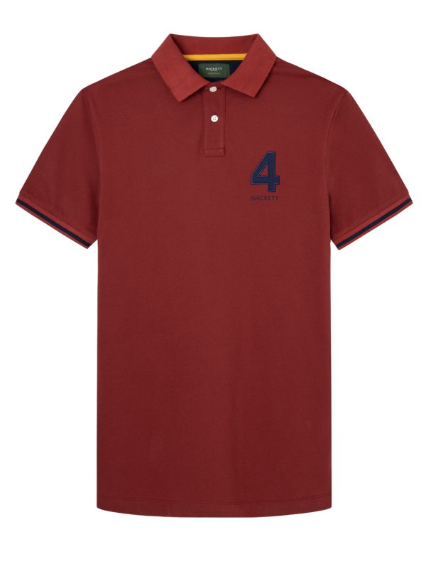Levně Hackett, Polo tričko s výšivkou značky Červená